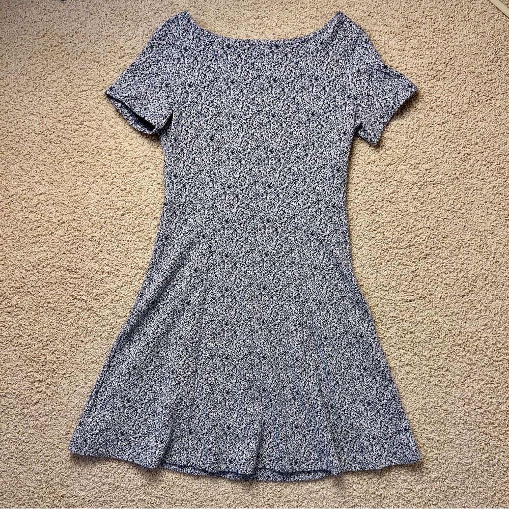 BANANA REPUBLIC Short Sleeve Dress Knee Length A-Line Blue White Size 10
